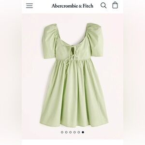 Abercrombie & Fitch Keyhole Babydoll Mini Dress in Lime Green - Size M Tall